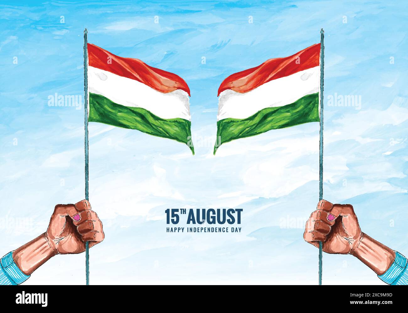 Hand holding Indian flag with happy independence day background Stock ...