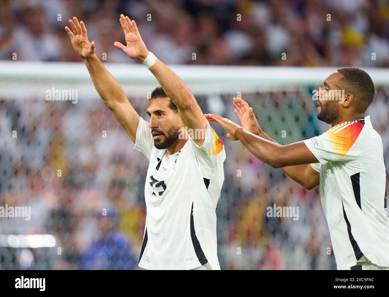 Emre Can, DFB 25 celebrates his goal, happy, laugh, celebration, 5-1 with Jonathan Tah, DFB 4 in the group stage match GERMANY - SCOTLAND 5-1 of the UEFA European Championships 2024 on Jun 14, 2024 in Munich, Germany. Photographer: ddp images/star-images Credit: ddp media GmbH/Alamy Live News Stock Photo