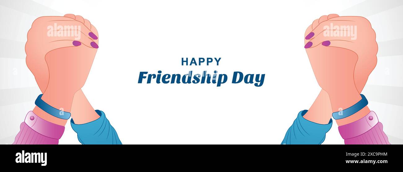 Happy friendship day hand draw colorful illustration hand holding ...