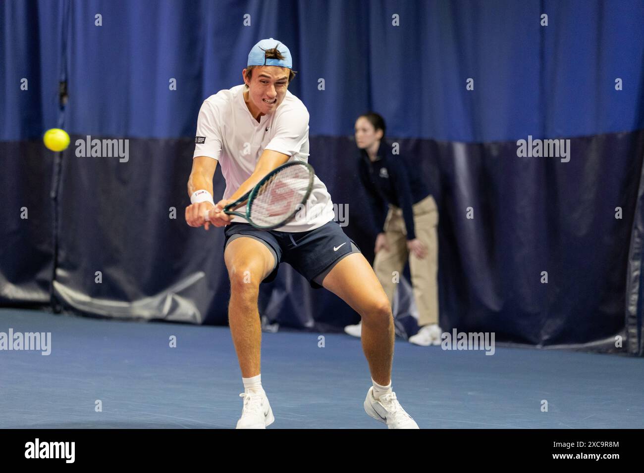 Ilkley, United Kingdom, 15 June 2024, Tomas Barrios Vera VS Oliver Bonding Qualifying Match at the Ilkley Lawn Tennis and Squash Club, credit Aaron Badkin/Alamy Live News. Stock Photo