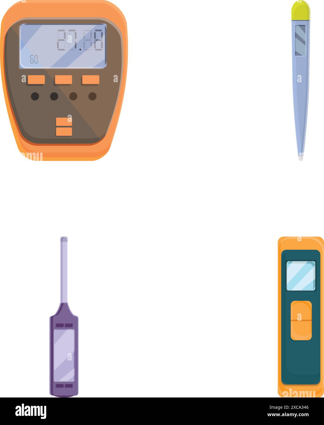 Various thermometer icons set cartoon vector. Contact and contactless ...