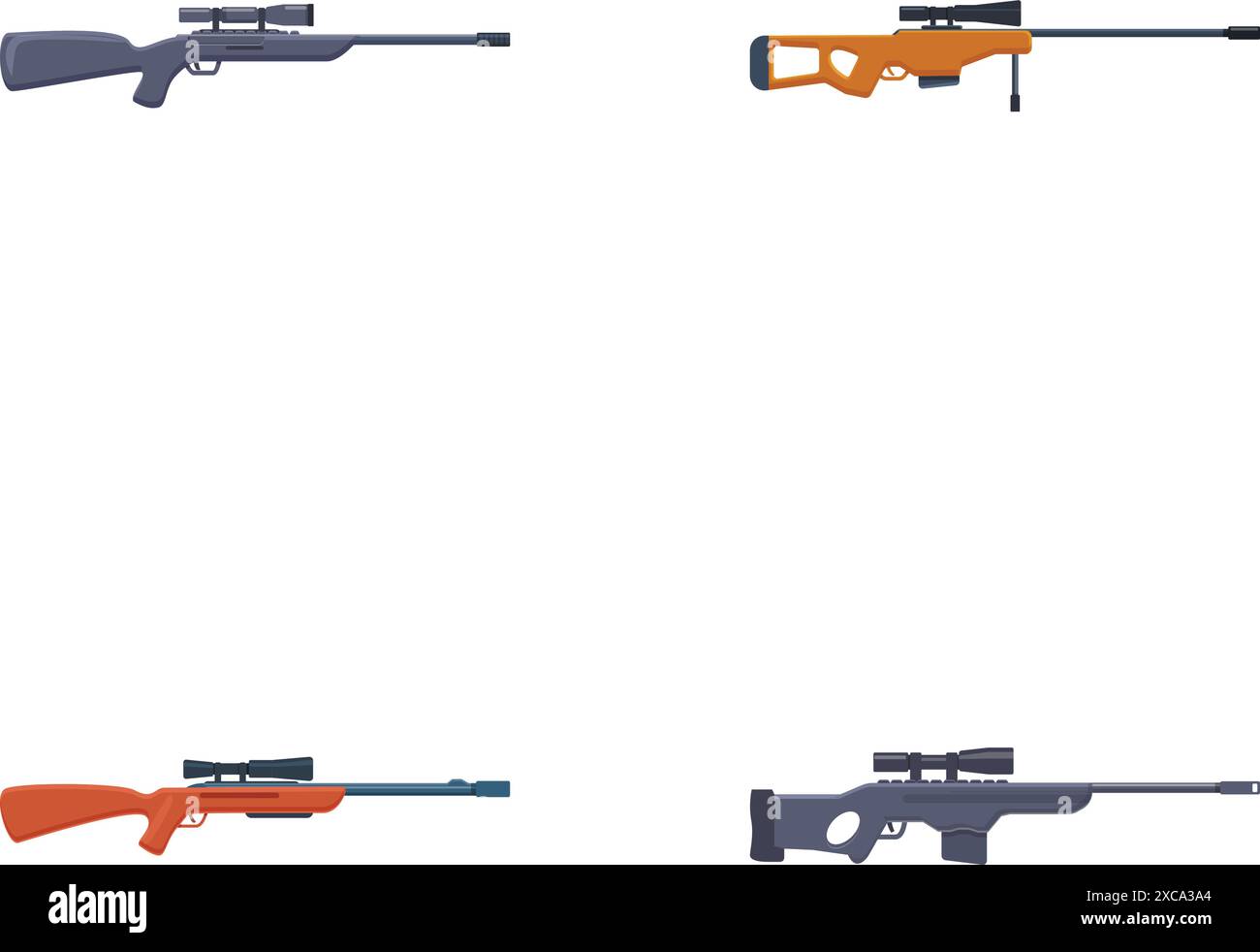 Winchester rifle icons set cartoon vector. Sniper firearm and hunter carbine. Military and hunting weapon Stock Vector