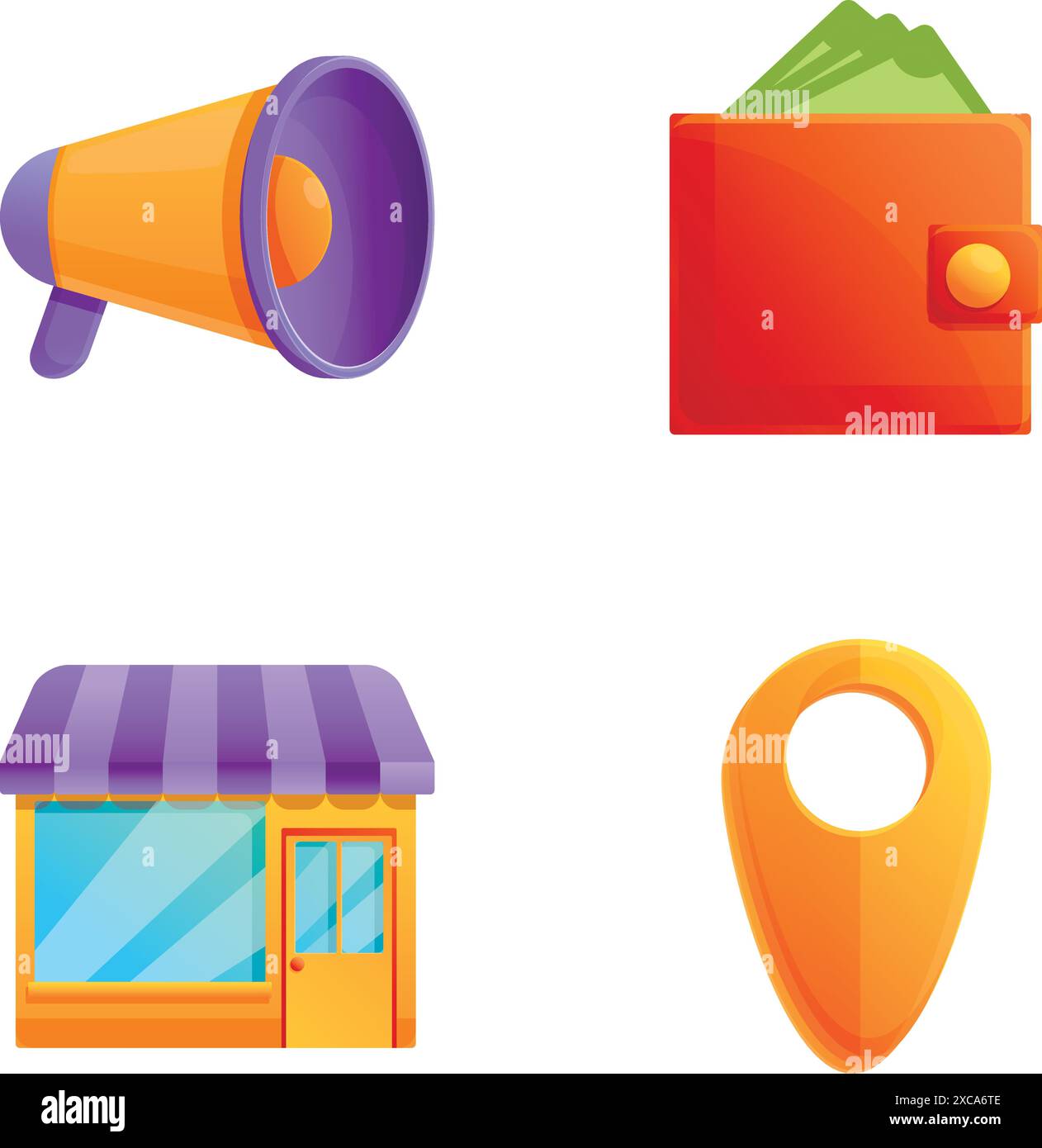 Marketing mix icons set cartoon vector product hi-res stock photography ...