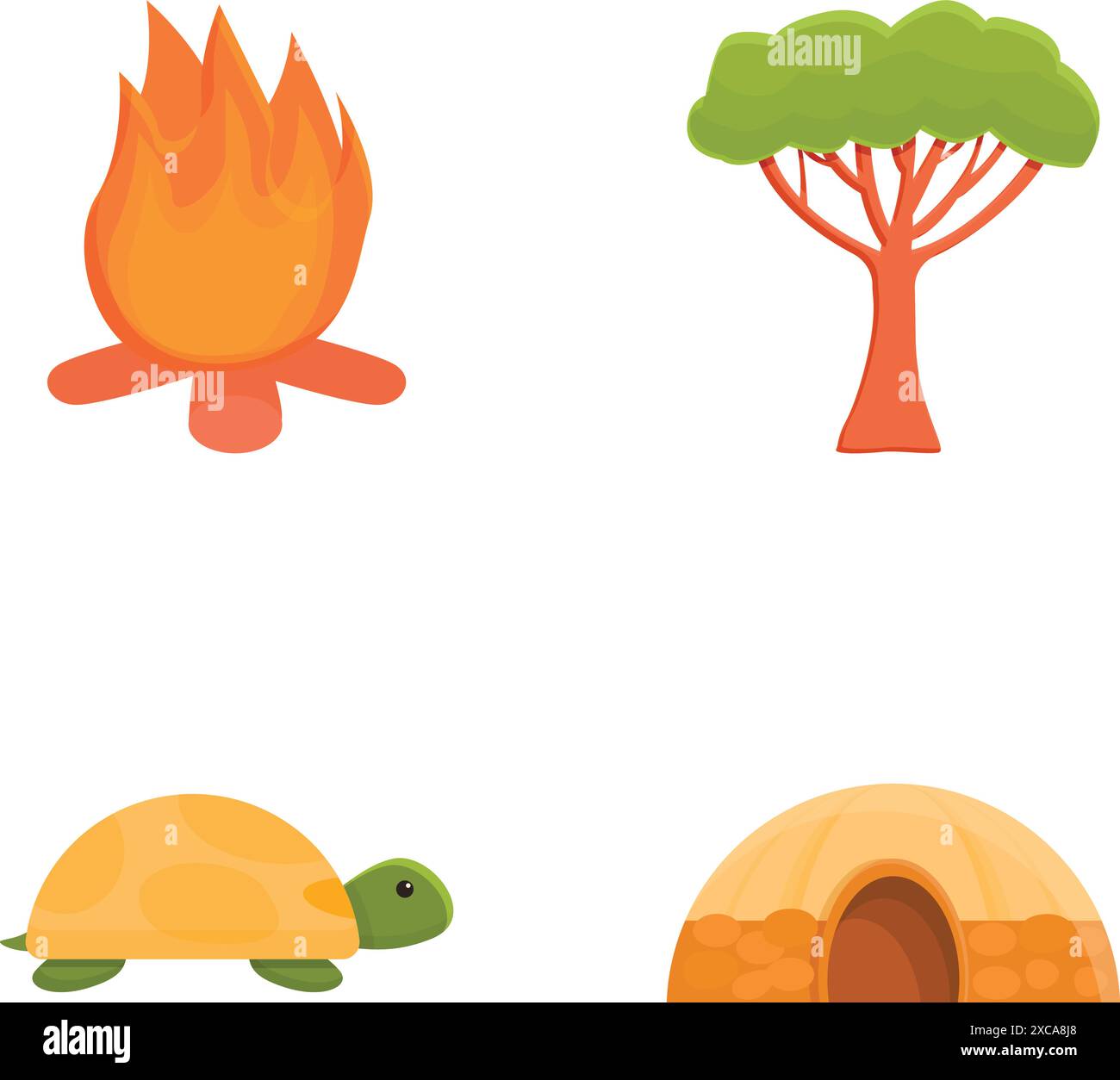 Safari icons set cartoon vector. Safari outdoor adventure. Travel ...