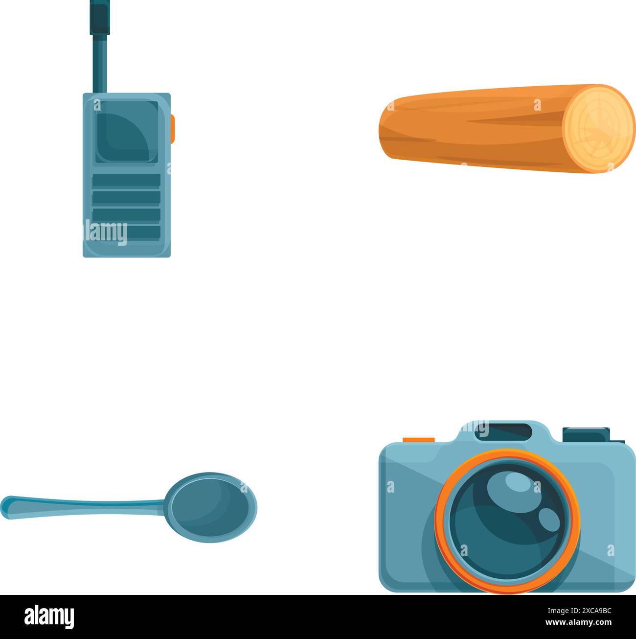 Tourist equipment icons set cartoon vector. Various tool for tourism ...