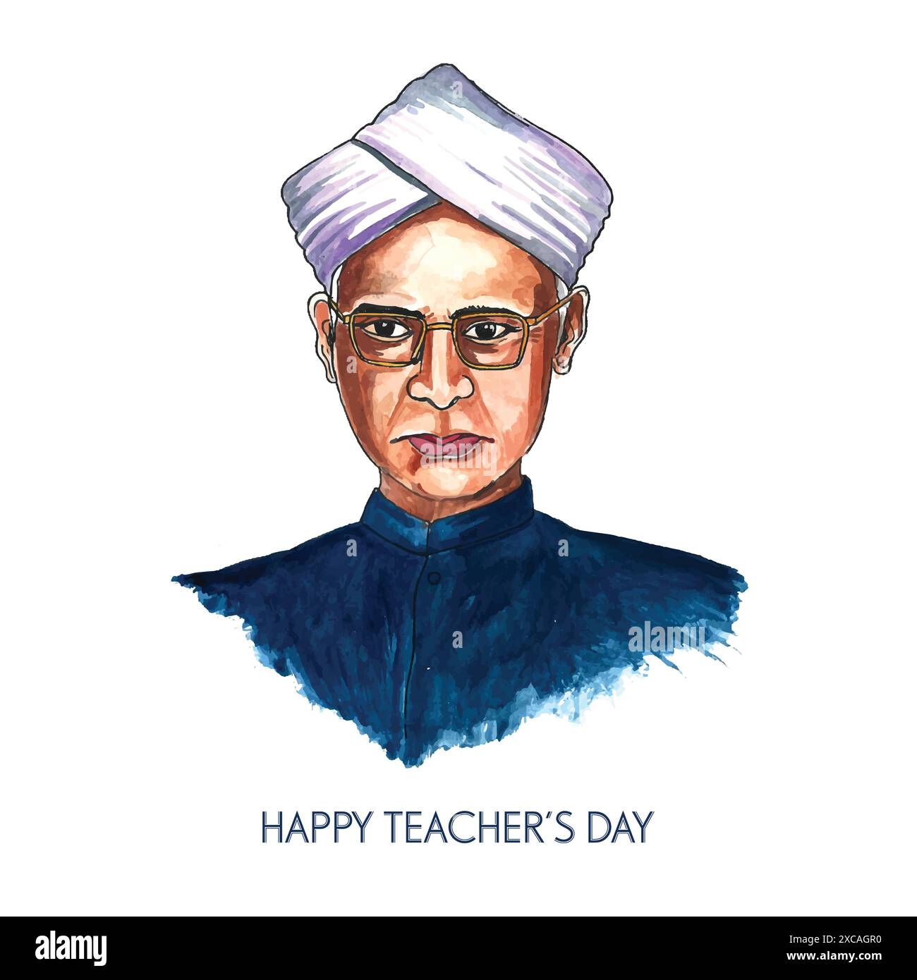 Hand drawn art watercolor doctor sarvepalli radhakrishnan with teachers ...