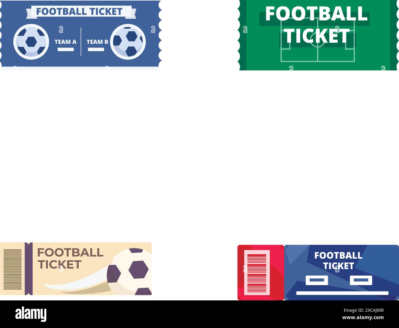 Collection of four stylized football ticket icons hi-res stock ...
