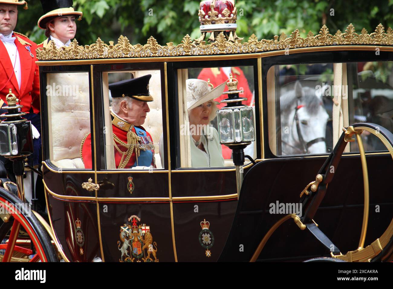 London, UK, 15.06.2024 King Charles and Queen Camilla in carriage