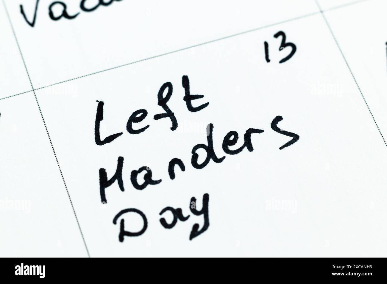 Left handers day Photo calendar Stock Photo Alamy