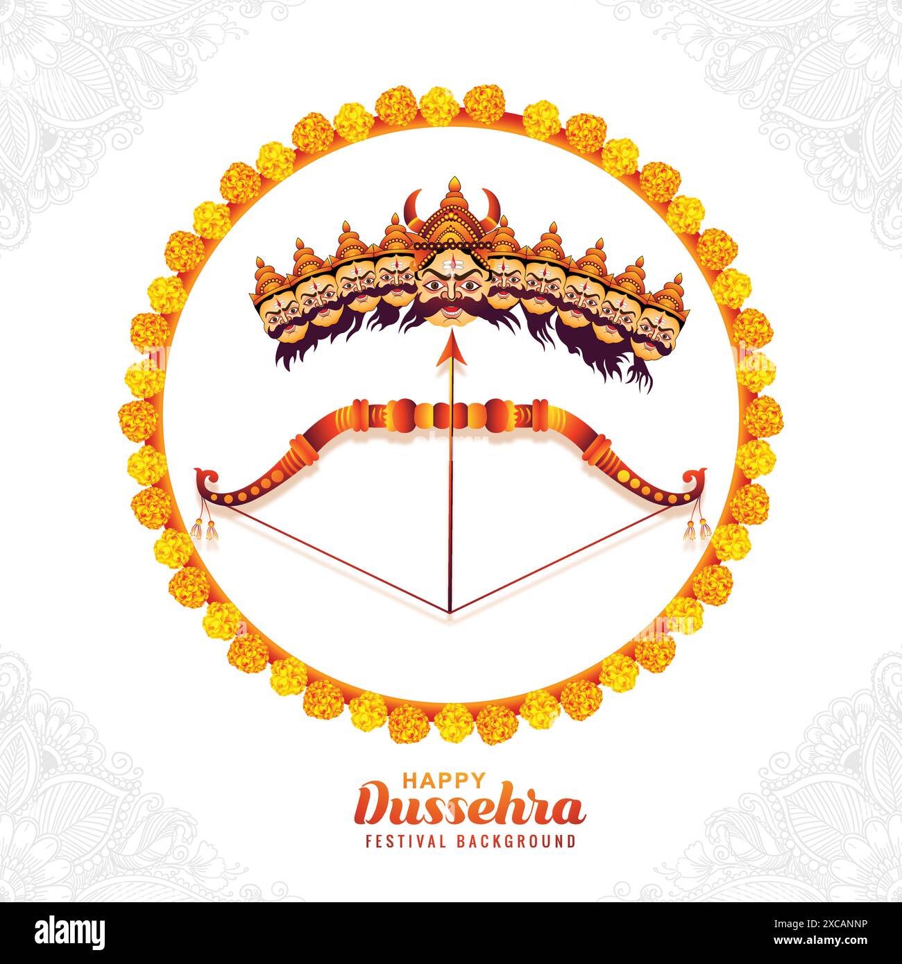 Happy dussehra celebration angry ravan with ten heads and bow card ...