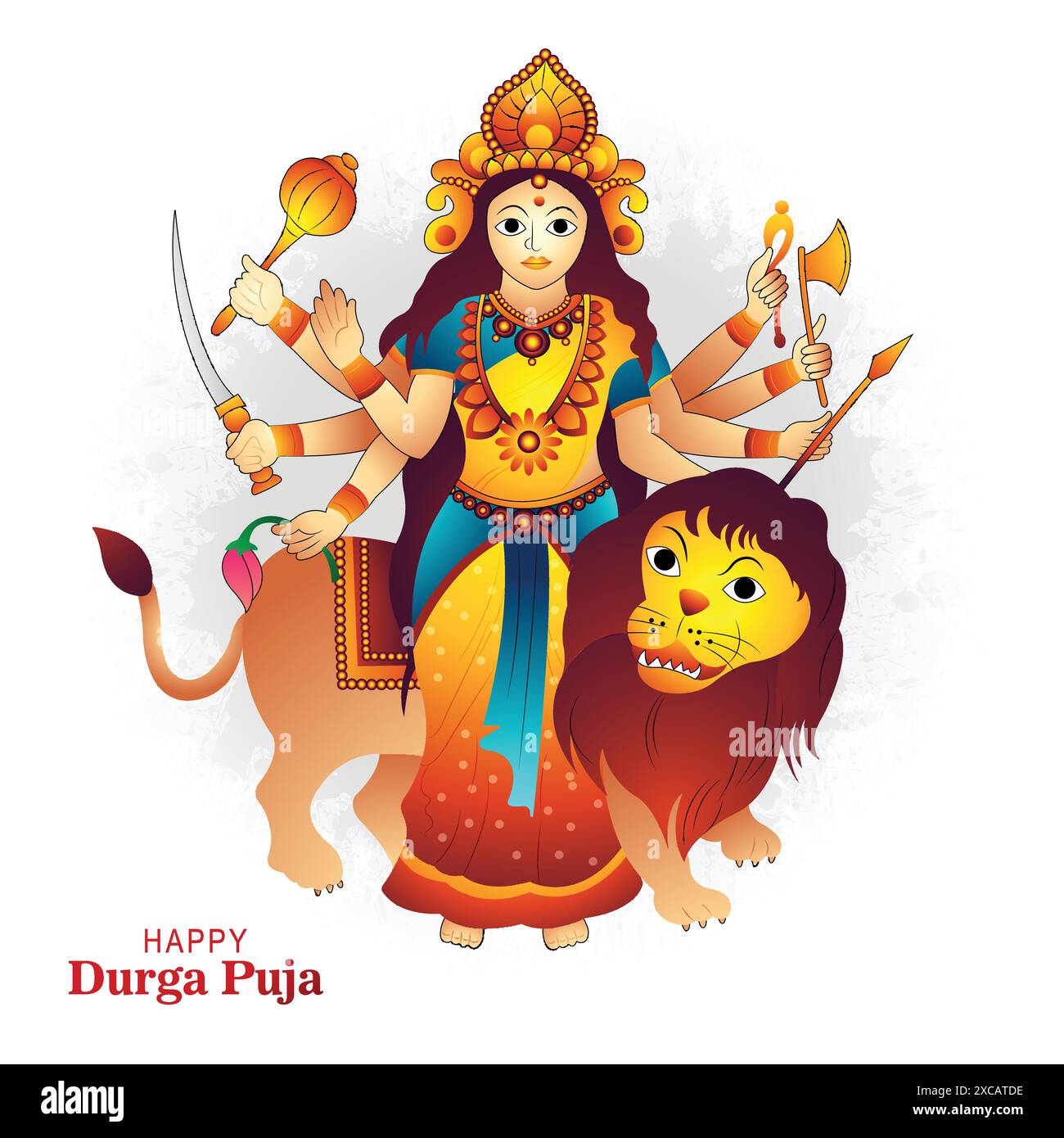 Beautiful illustration durga puja festival card background Stock Vector ...