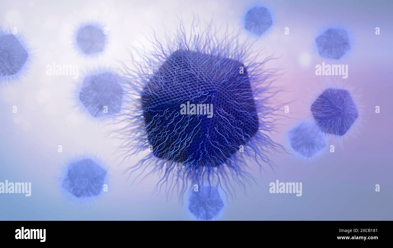 Illustration of the catovirus (CatV) Naegleria or the Naegleria virus ...