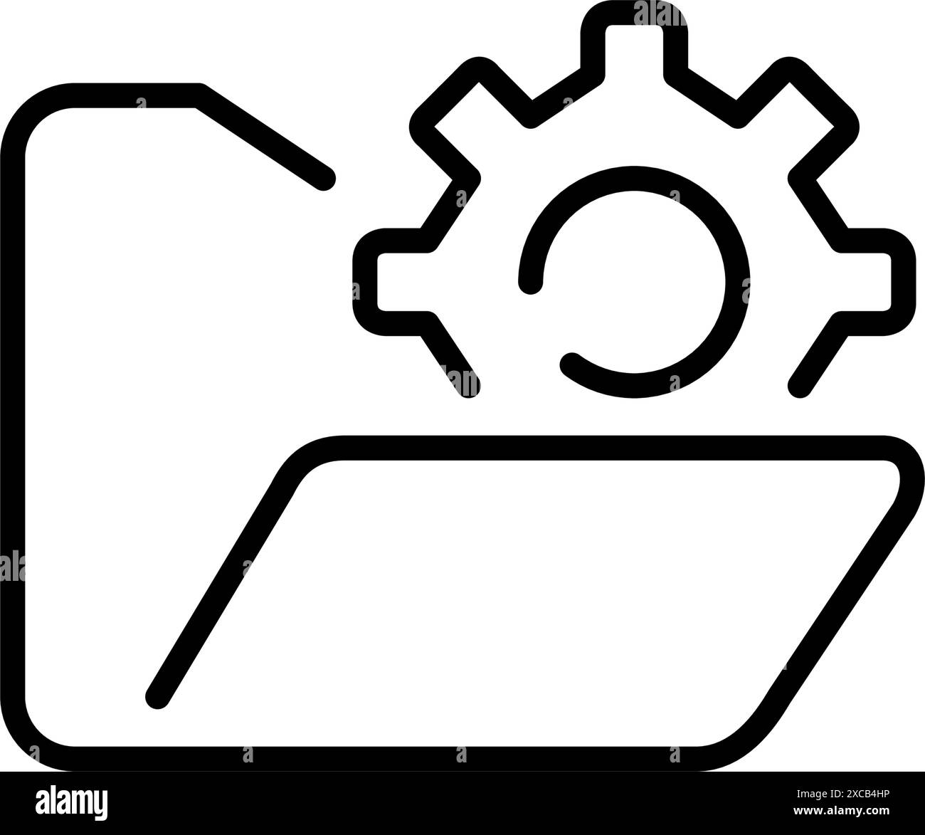 File folder and cogwheel. Workflow automation, organization and management tools. Pixel perfect, editable stroke vector icon Stock Vector