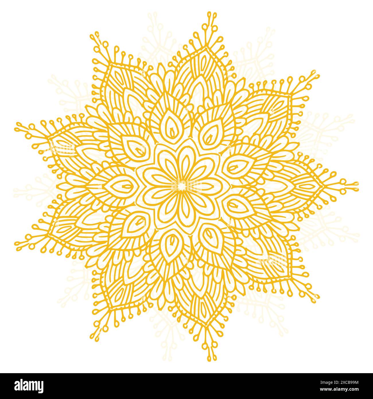 Decorative yellow mandala on white background Stock Vector Image & Art ...