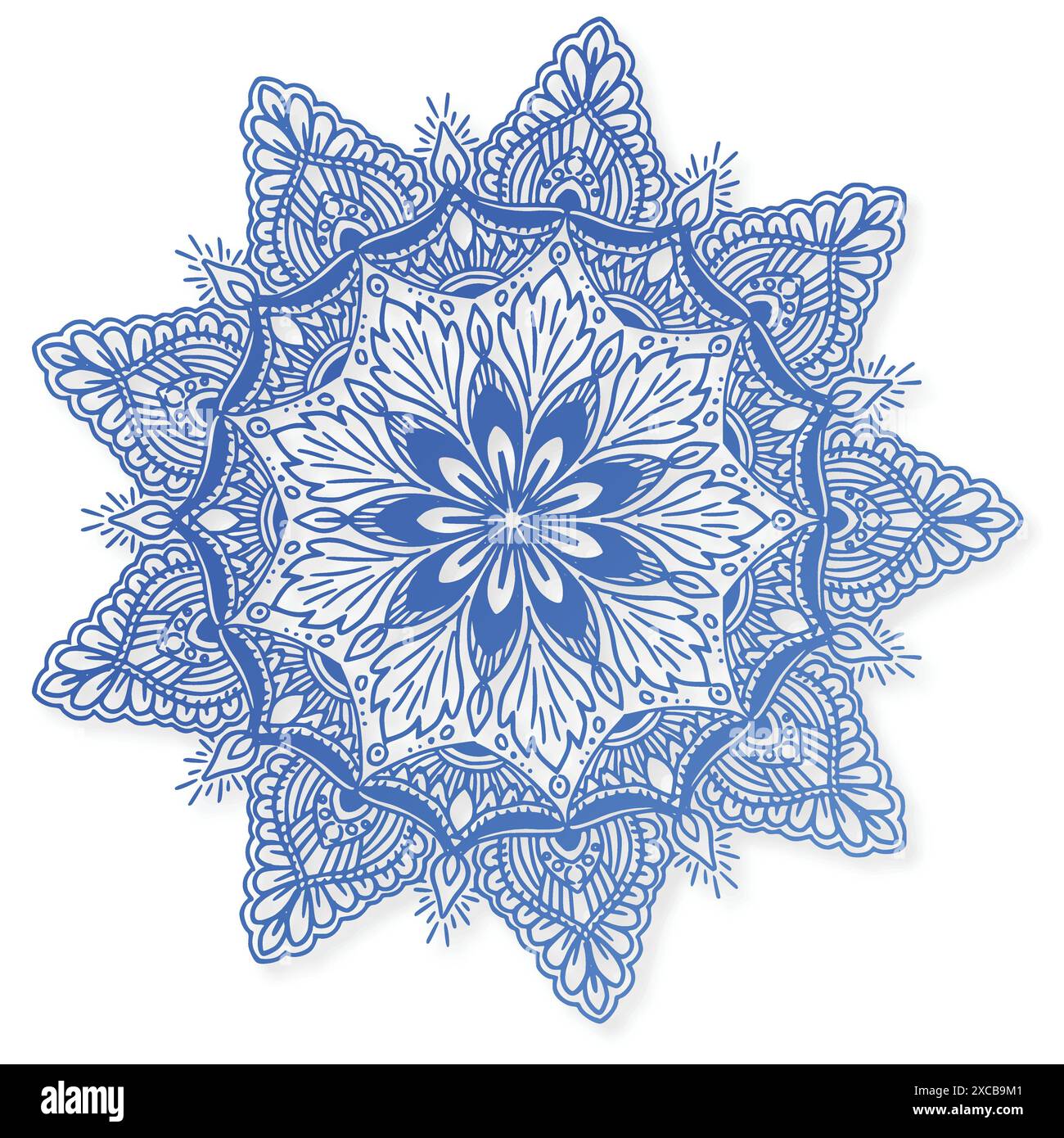 Decorative mandala with blue colour on white background Stock Vector ...