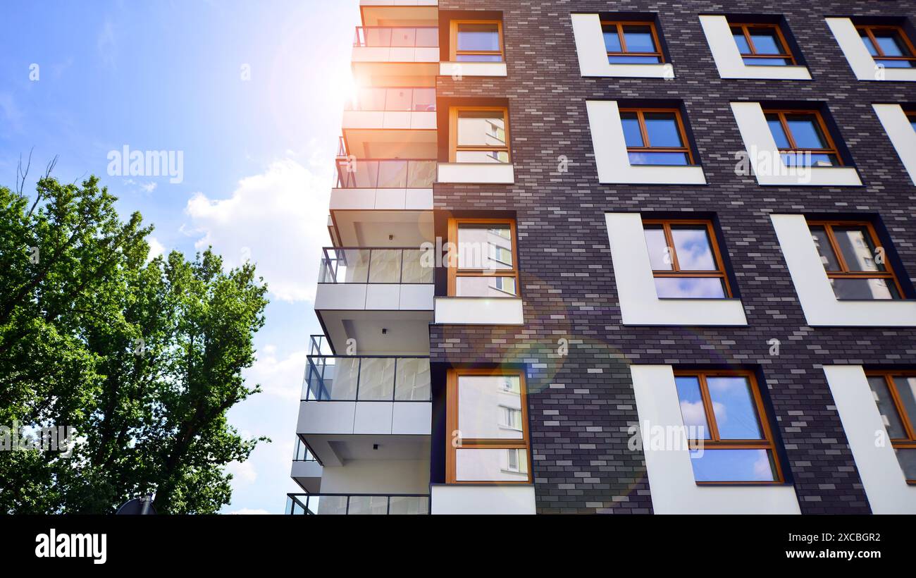 European residential architecture harmonizing with nature. Eco-friendly ...