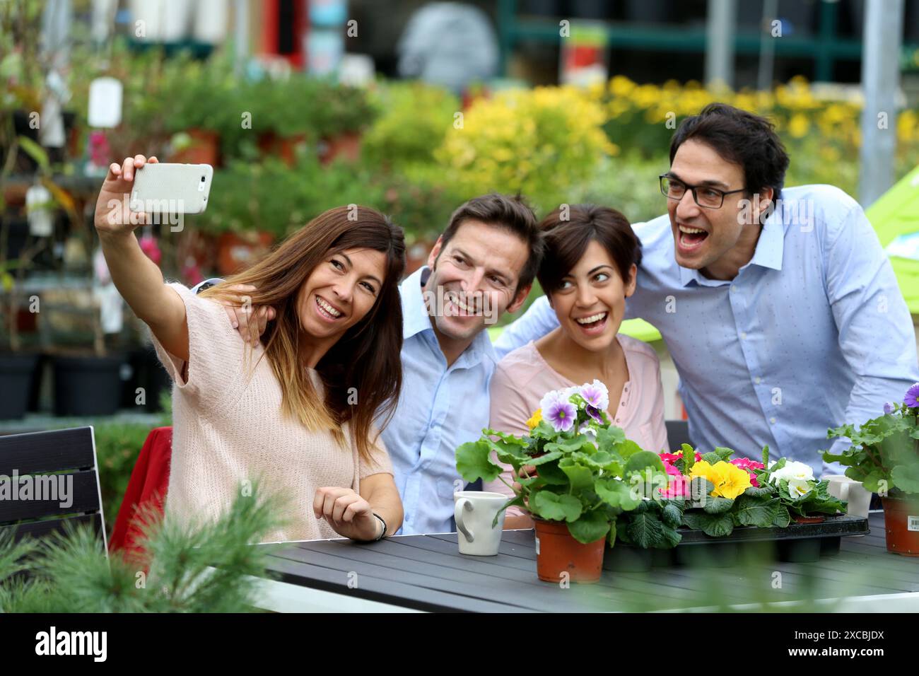 Couples in the garden center Stock Photo