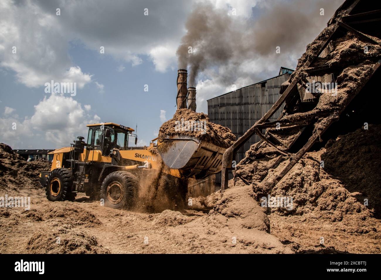 a-wheel-loader-carries-bagasse-the-residual-fiber-from-sugarcane-at