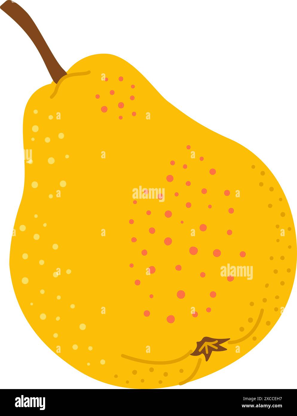 Ripe juicy yellow pear cartoon illustration. Hand drawn Modern flat ...