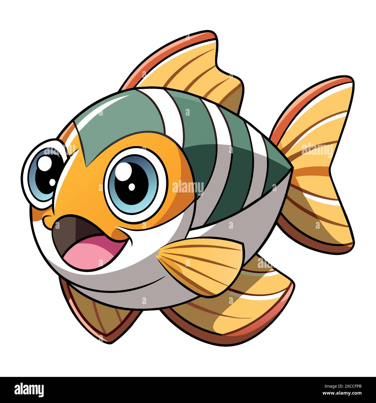 Archerfish fish knocks vector kawaii. AI generated image. Clipart