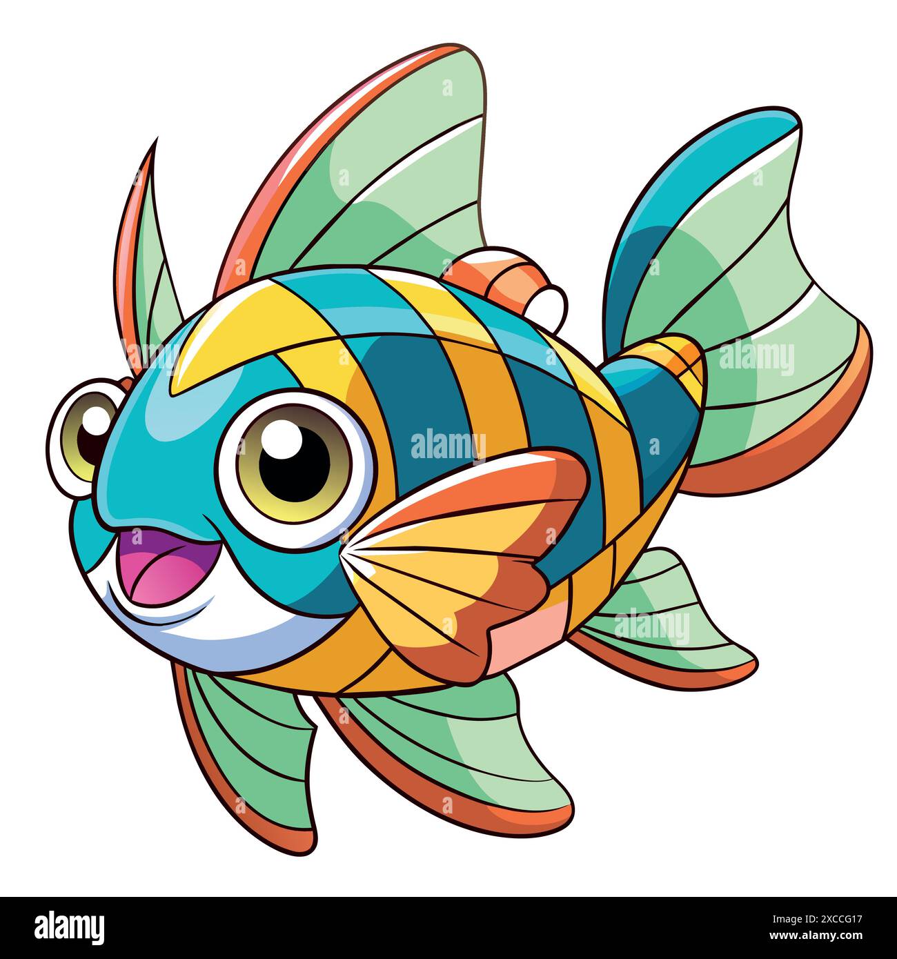 Archerfish fish flies vector kawaii. AI generated image. Clipart