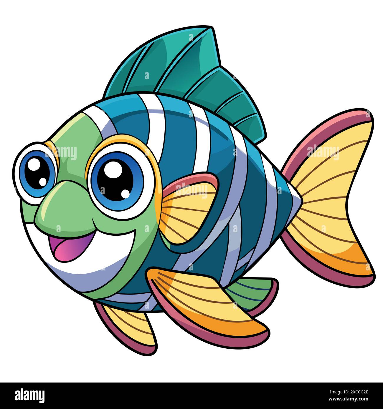 Archerfish fish dancing vector kawaii. AI generated image. Clipart