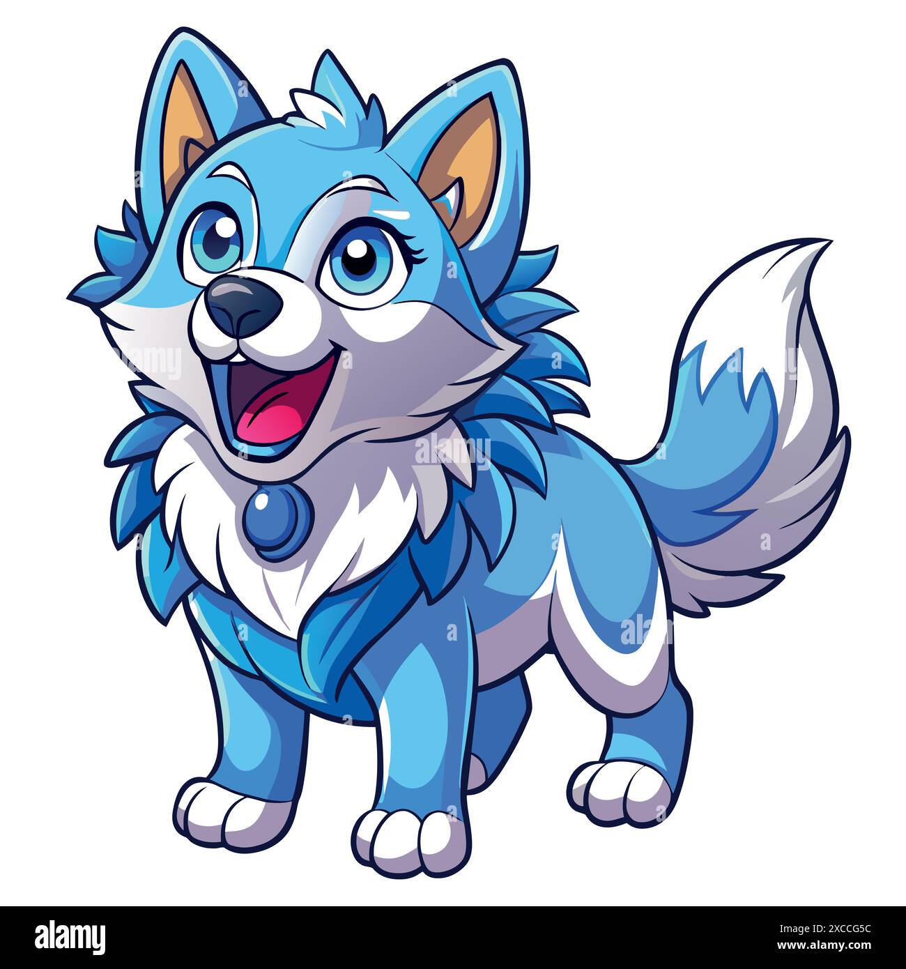 Arctic Wolf cries vector kawaii. AI generated image. Clipart cartoon ...