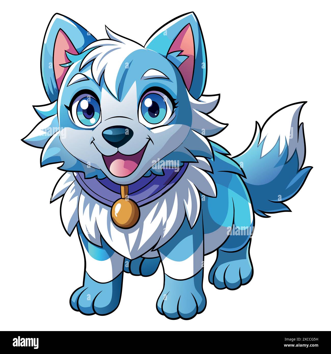 Arctic Wolf smiles vector kawaii. AI generated image. Clipart cartoon ...