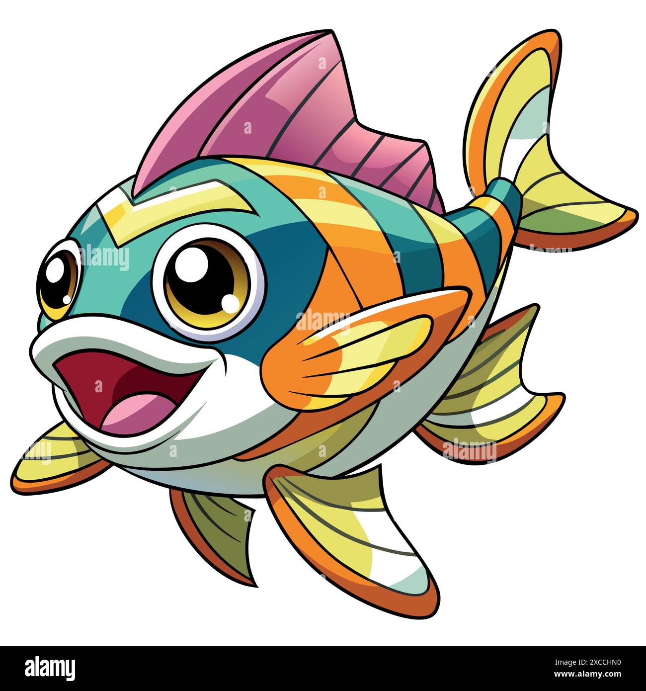 Archerfish fish jumps vector kawaii. AI generated image. Clipart