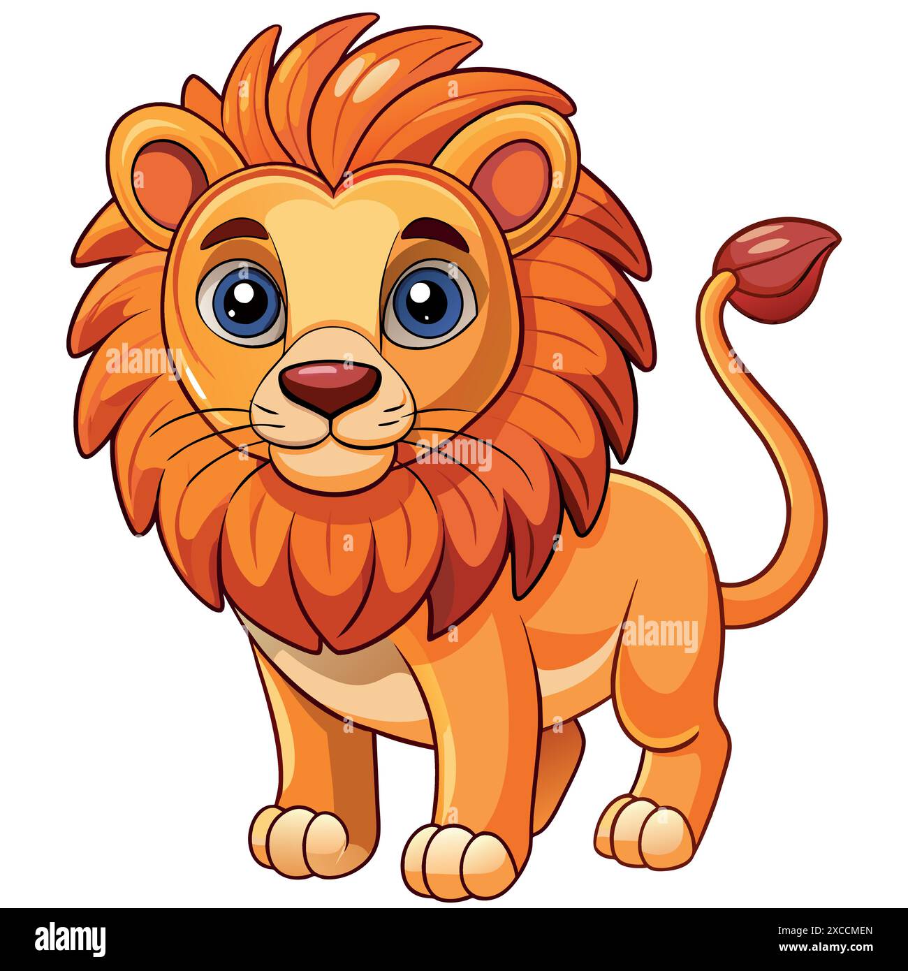 Asiatic Lion flies vector kawaii. AI generated image. Clipart cartoon