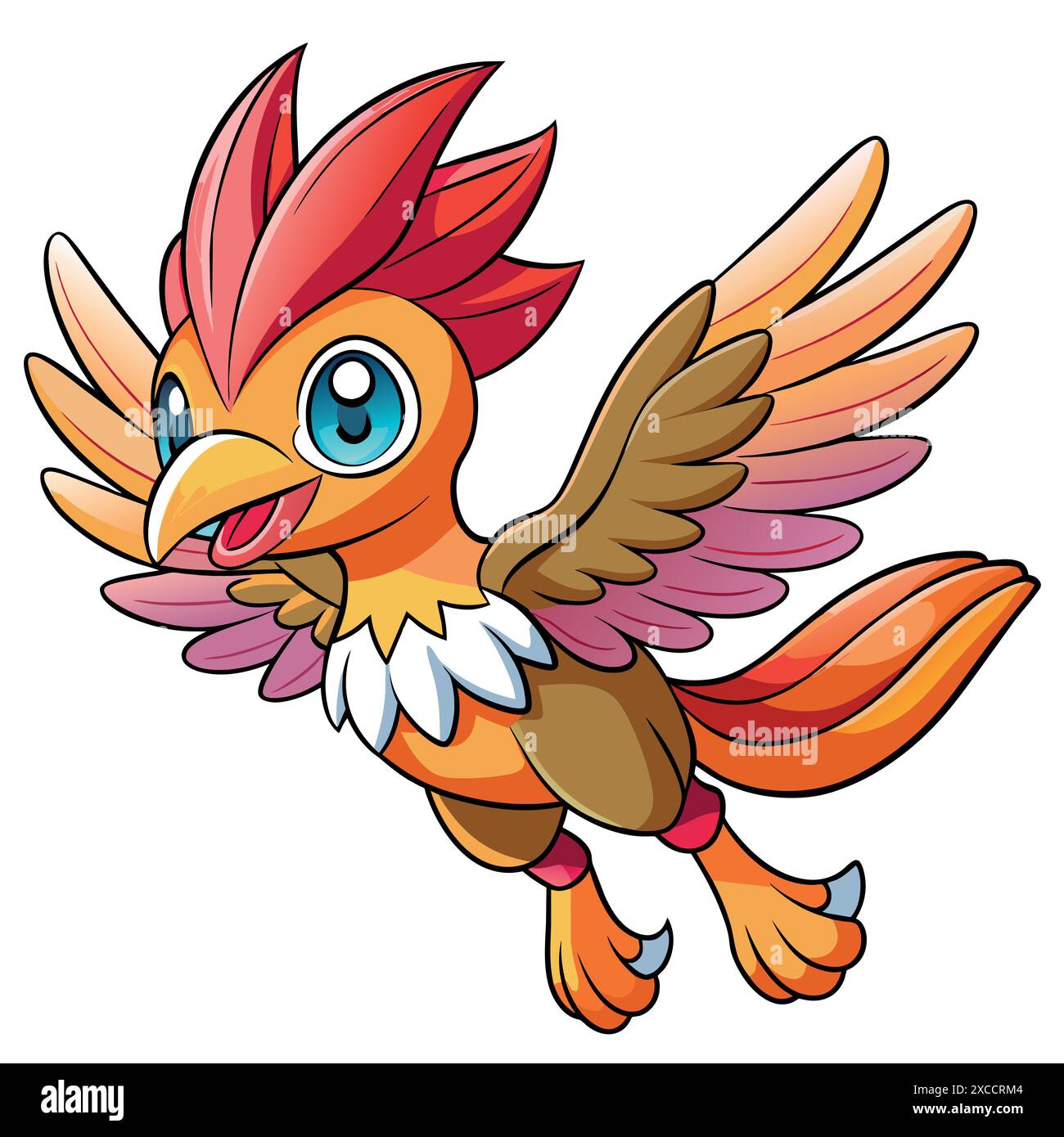 Asian Crested Ibis bird flies vector kawaii. AI generated image ...