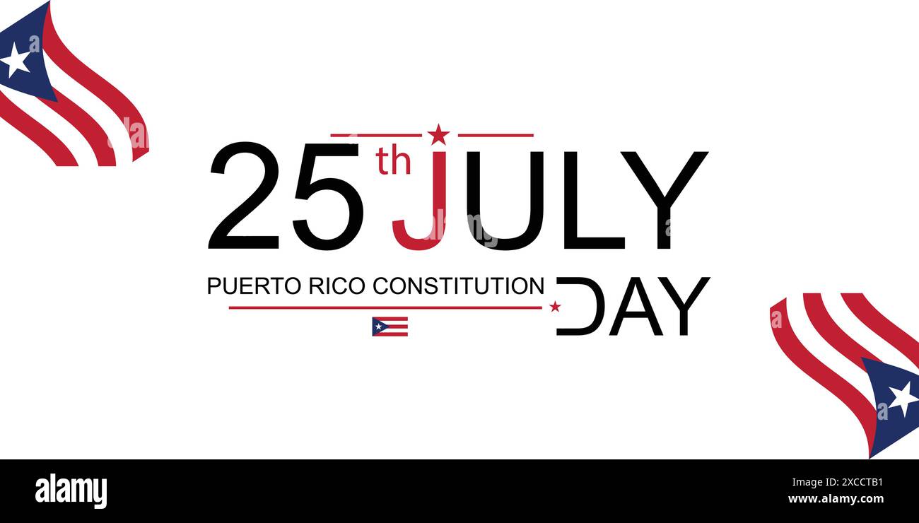 25th July Commemorating Puerto Rico Constitution Day with Design Stock Vector