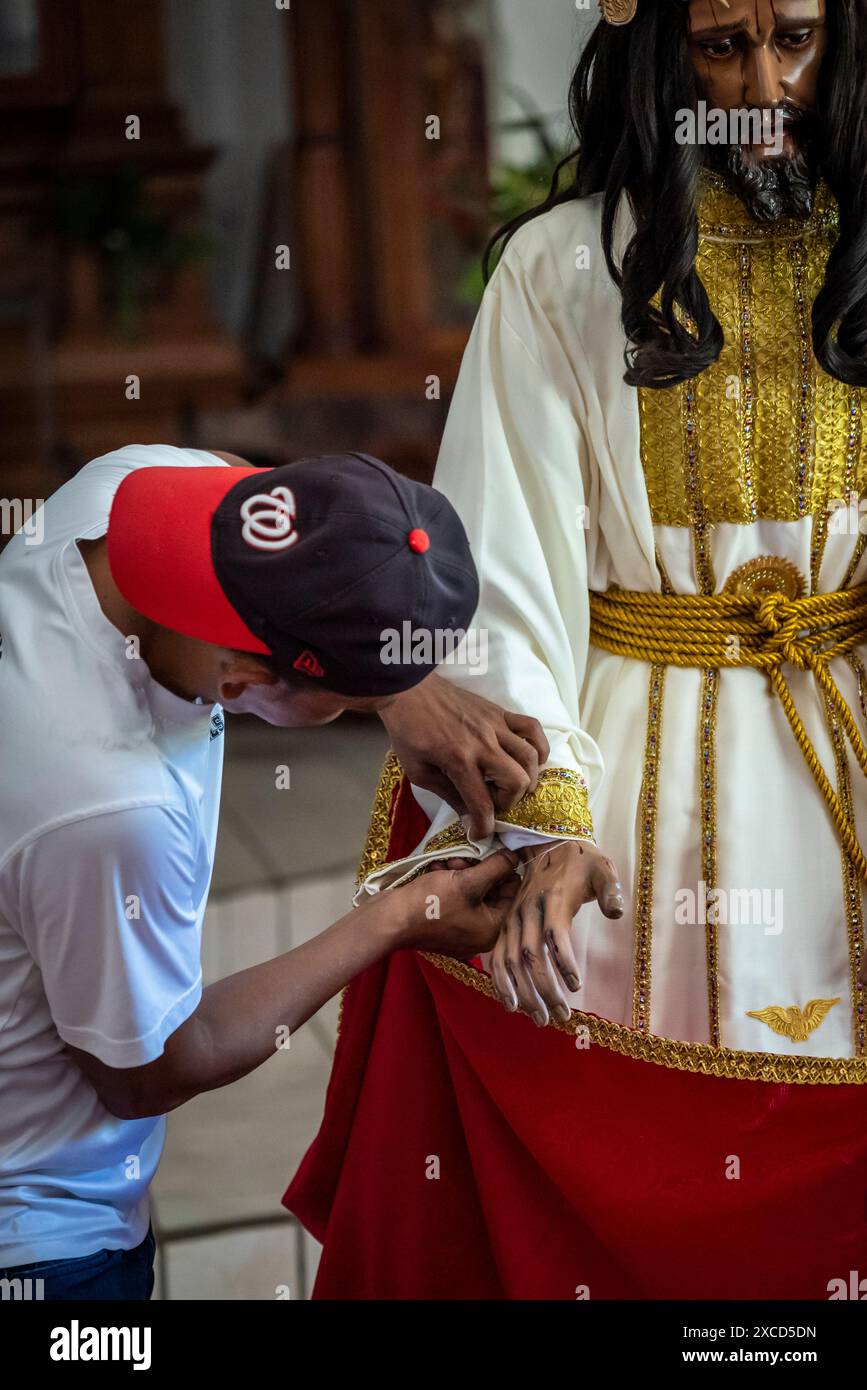 Changing Jesus's clothes as they get dirty because of all the lent ...