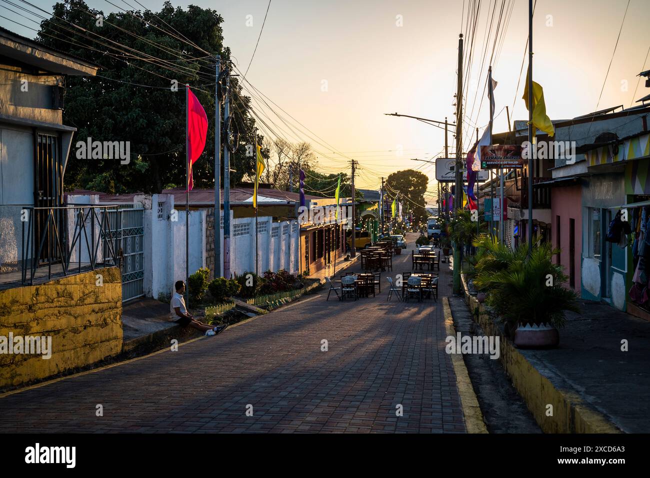 Street Moyogalpa, Ometepe island, Lake Nicaragua,  Rivas Department, Nicaragua Stock Photo