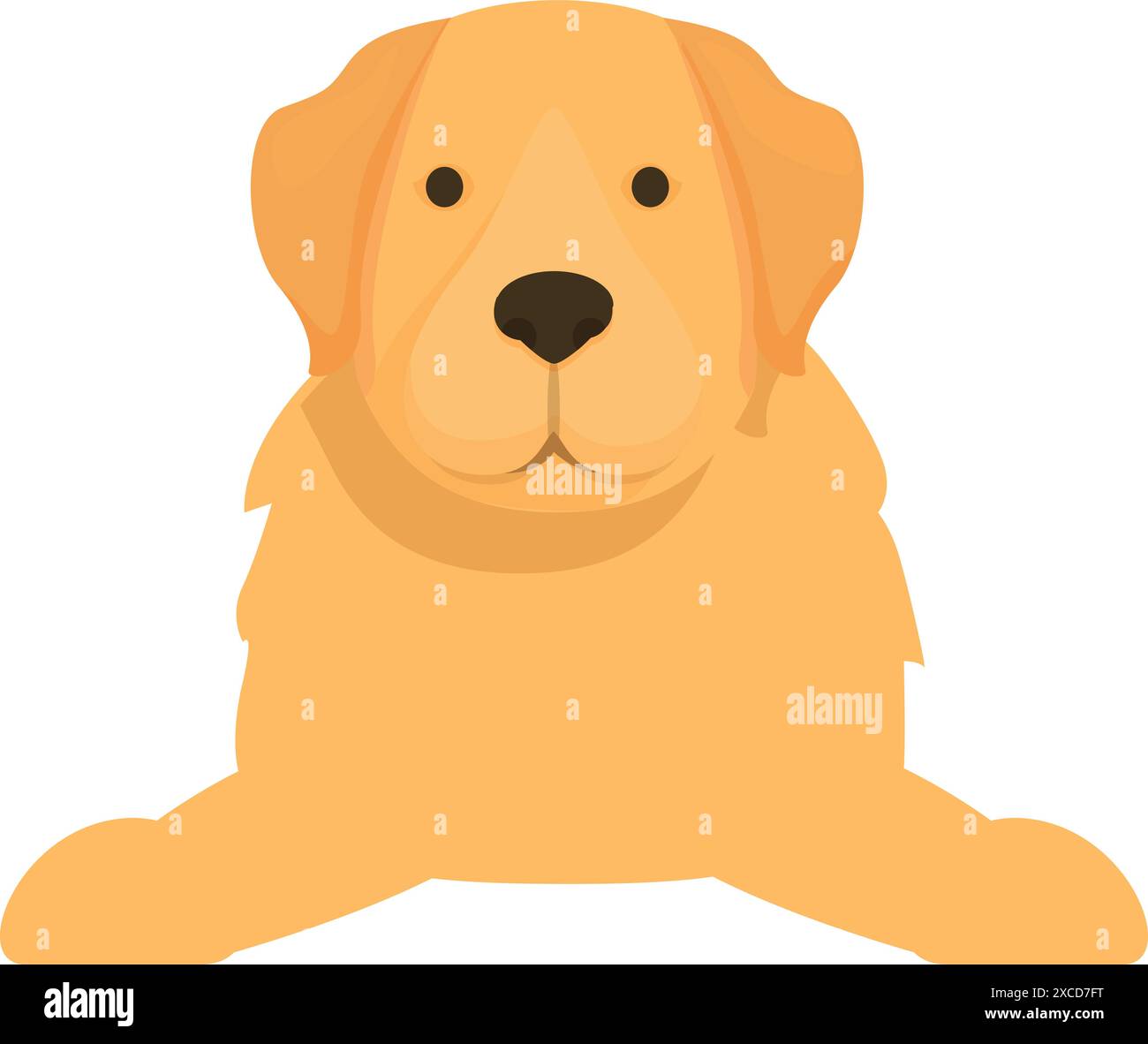 Illustration of a cute golden retriever puppy dog lying down with its ...
