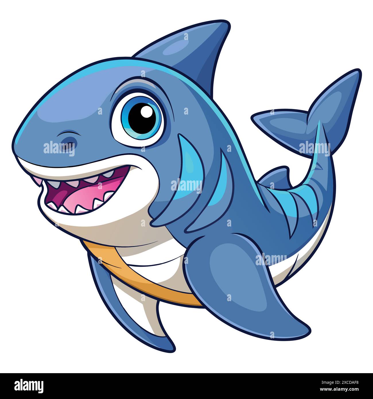 Basking Shark stay vector kawaii. AI generated image. Clipart cartoon