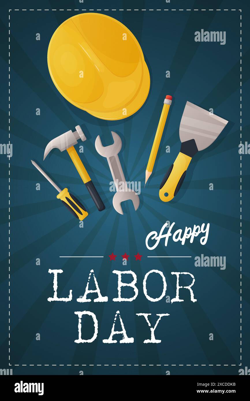 vertical poster, happy labor day banner. frame Stock Vector