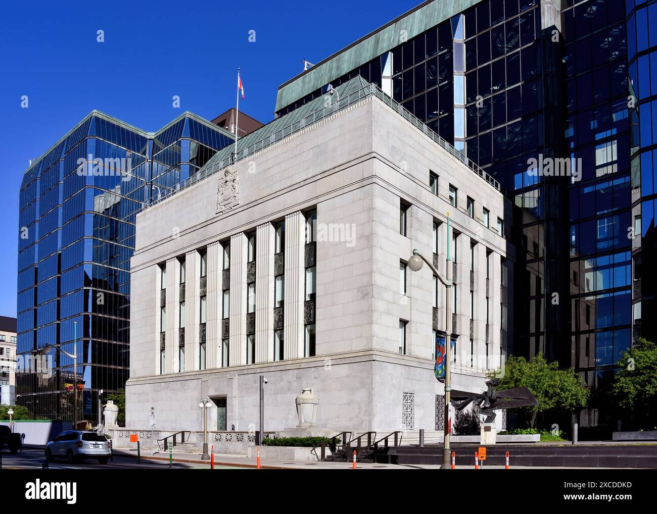 Ottawa, Canada - June 15, 2024: The Bank of Canada Building on Wellington Street. The Bank of Canada is a Crown Corporation and Canada’s central bank Stock Photo