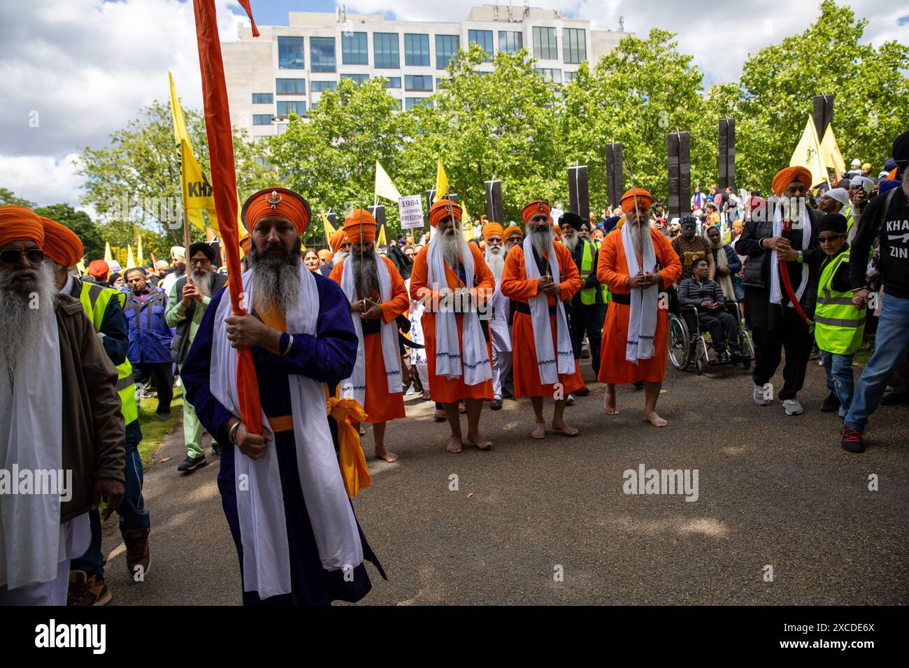 London, UK, 16th June 2024. British Sikhs march through Central London