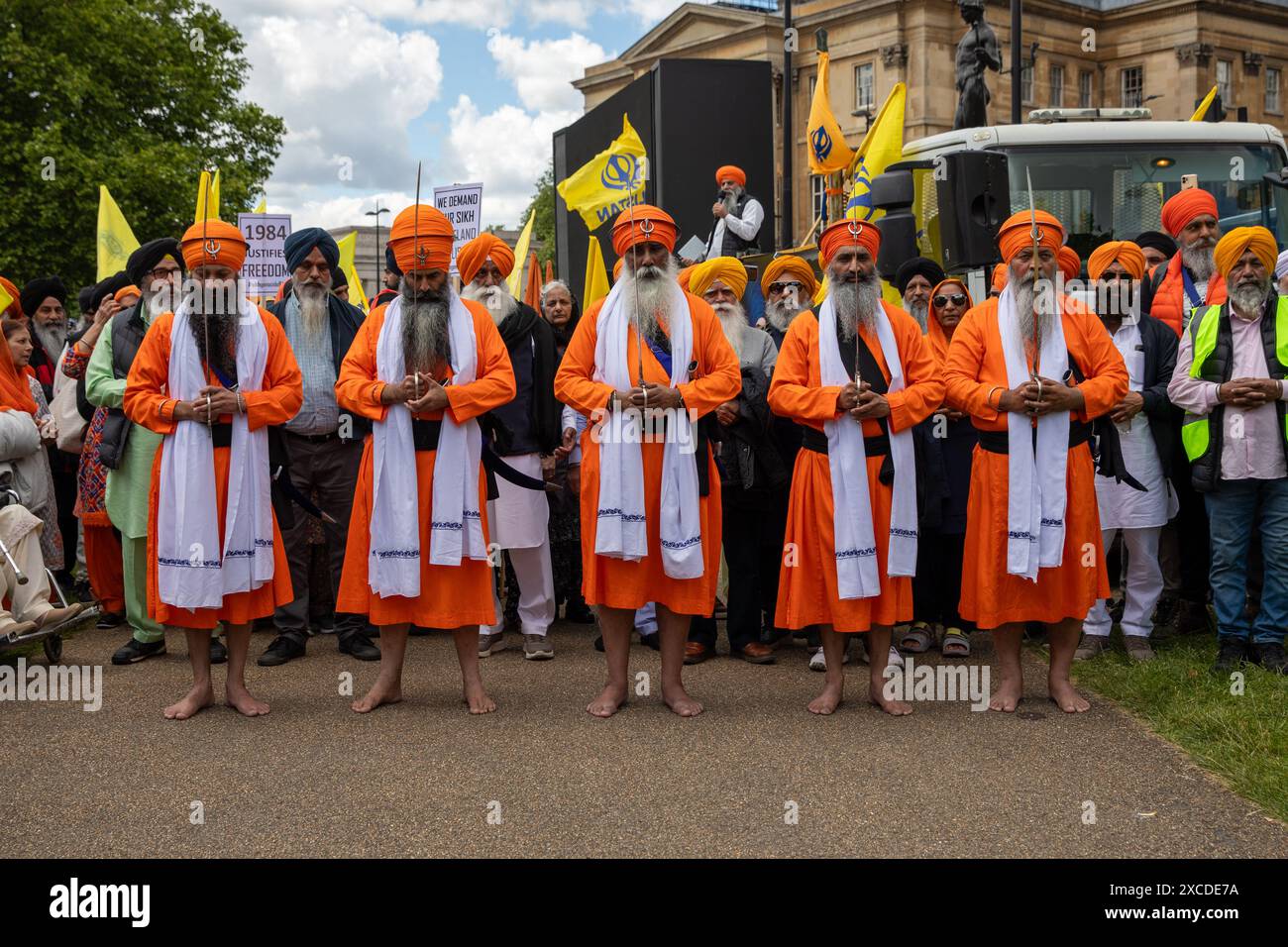 London, UK, 16th June 2024. British Sikhs march through Central London