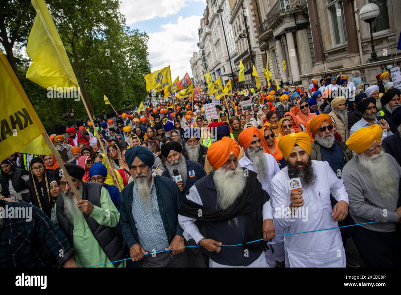 London, UK, 16th June 2024. British Sikhs march through Central London