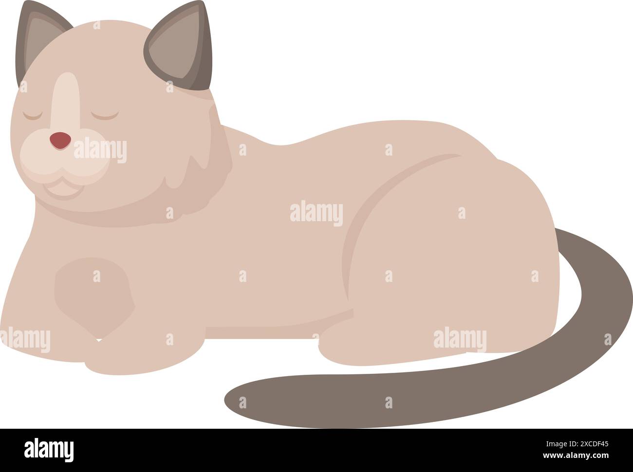 Cute cat is lying on the floor with its eyes closed, enjoying a moment ...