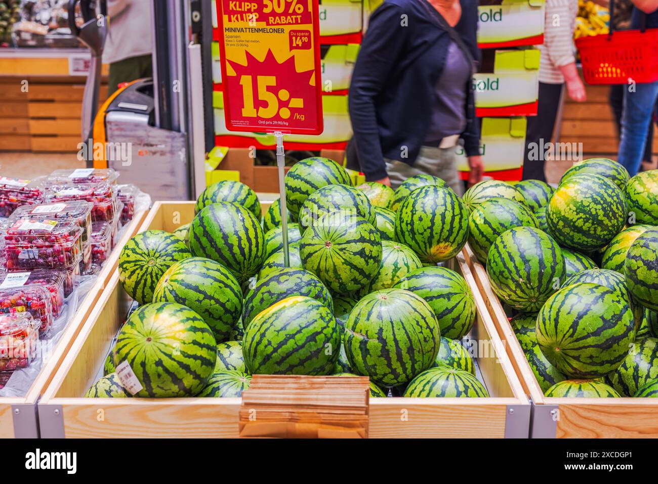 Watermelon In Store Produce on display shelves in hi-res stock photography and images - Alamy