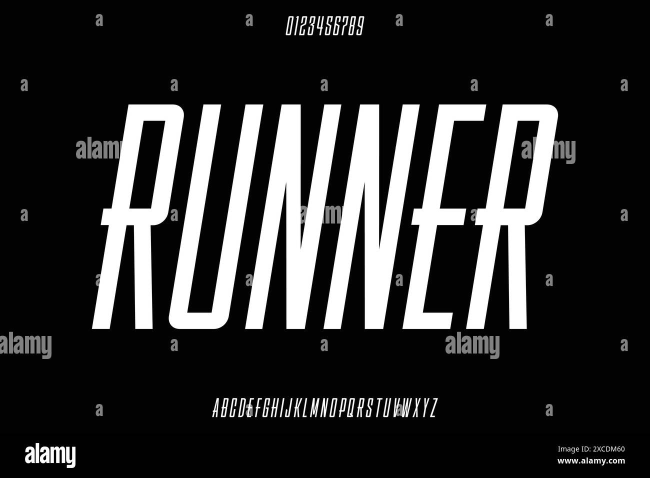 Modern tall sans serif alphabet display font vector. Runner sports ...