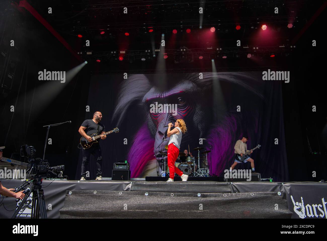 German rock band, Guano Apes, performing at the Rock Im Park Festival in Nurnberg. Stock Photo