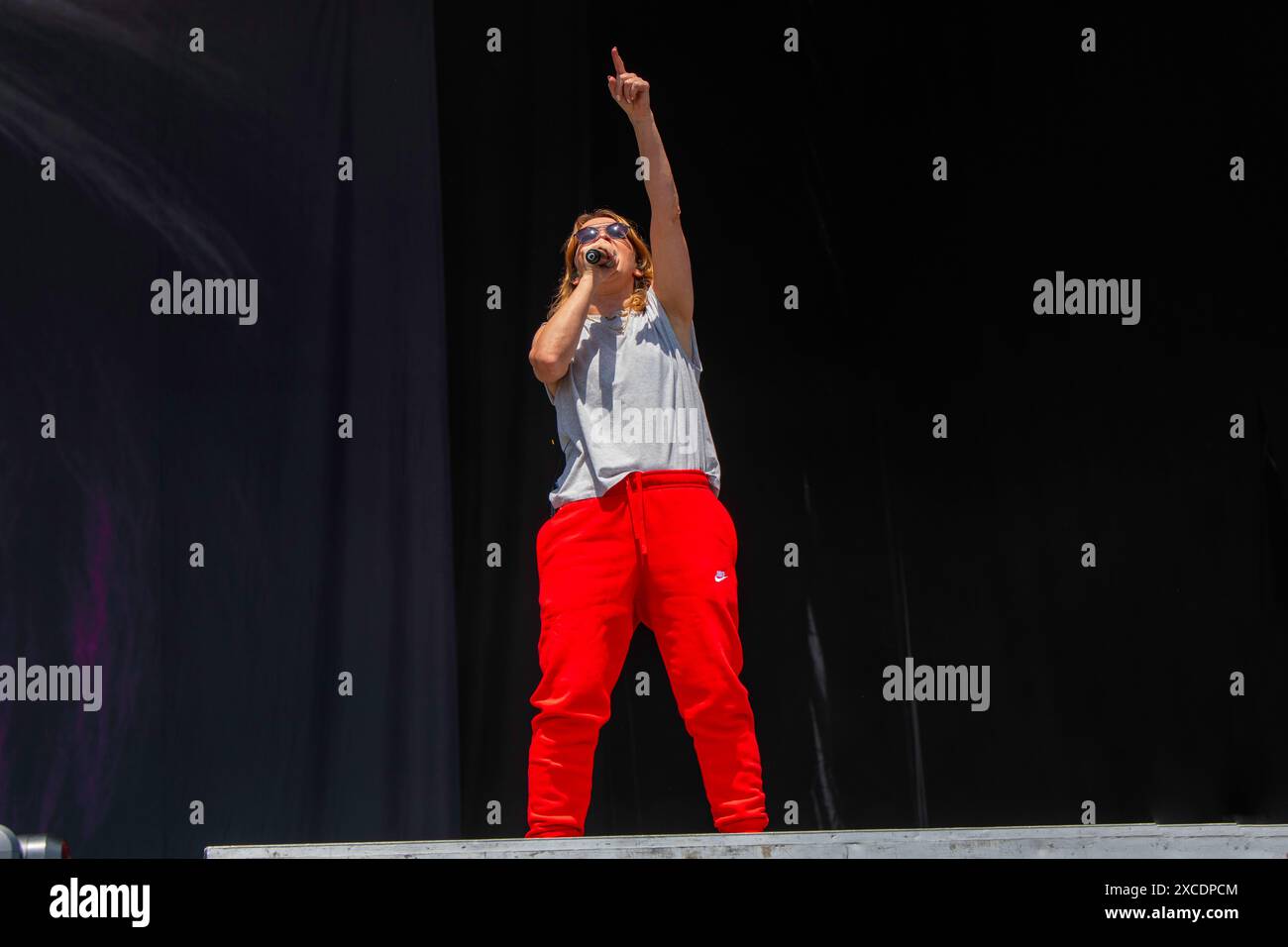 German rock band, Guano Apes, performing at the Rock Im Park Festival in Nurnberg. Stock Photo