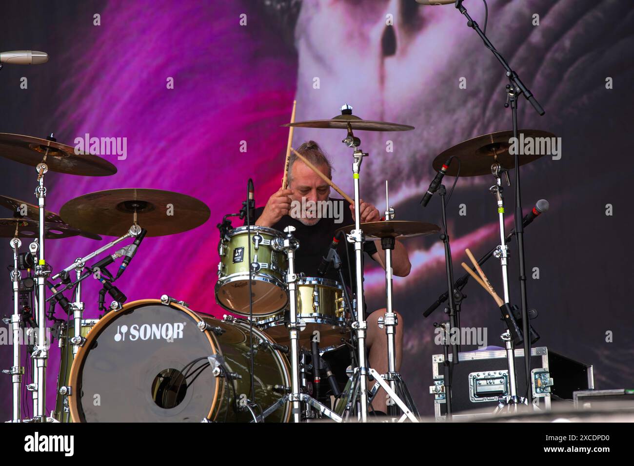 German rock band, Guano Apes, performing at the Rock Im Park Festival in Nurnberg. Stock Photo