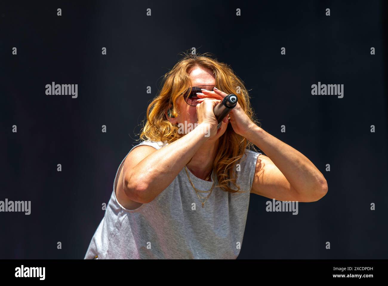 German rock band, Guano Apes, performing at the Rock Im Park Festival in Nurnberg. Stock Photo