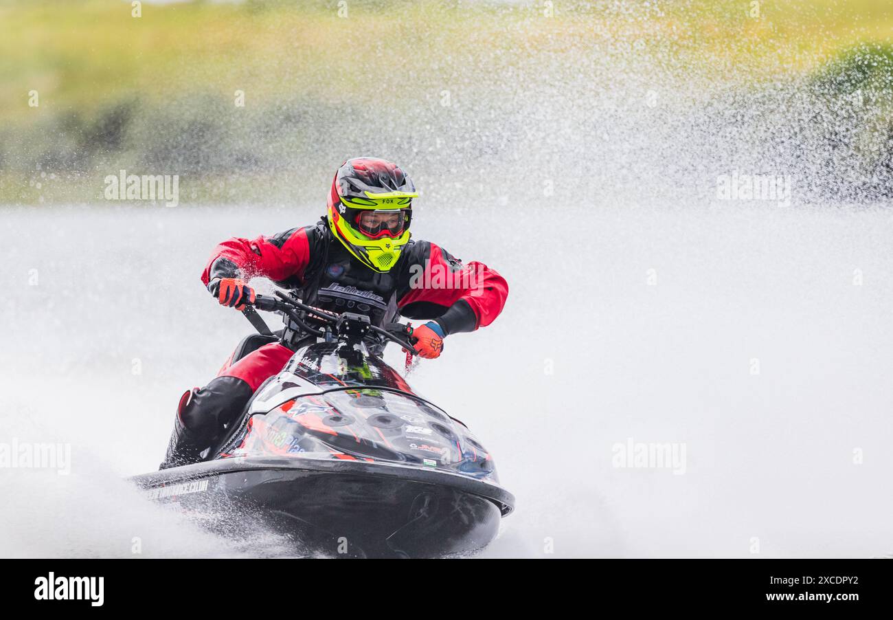 A rider on his jet ski racing in round 3 of the British Jet Ski racing