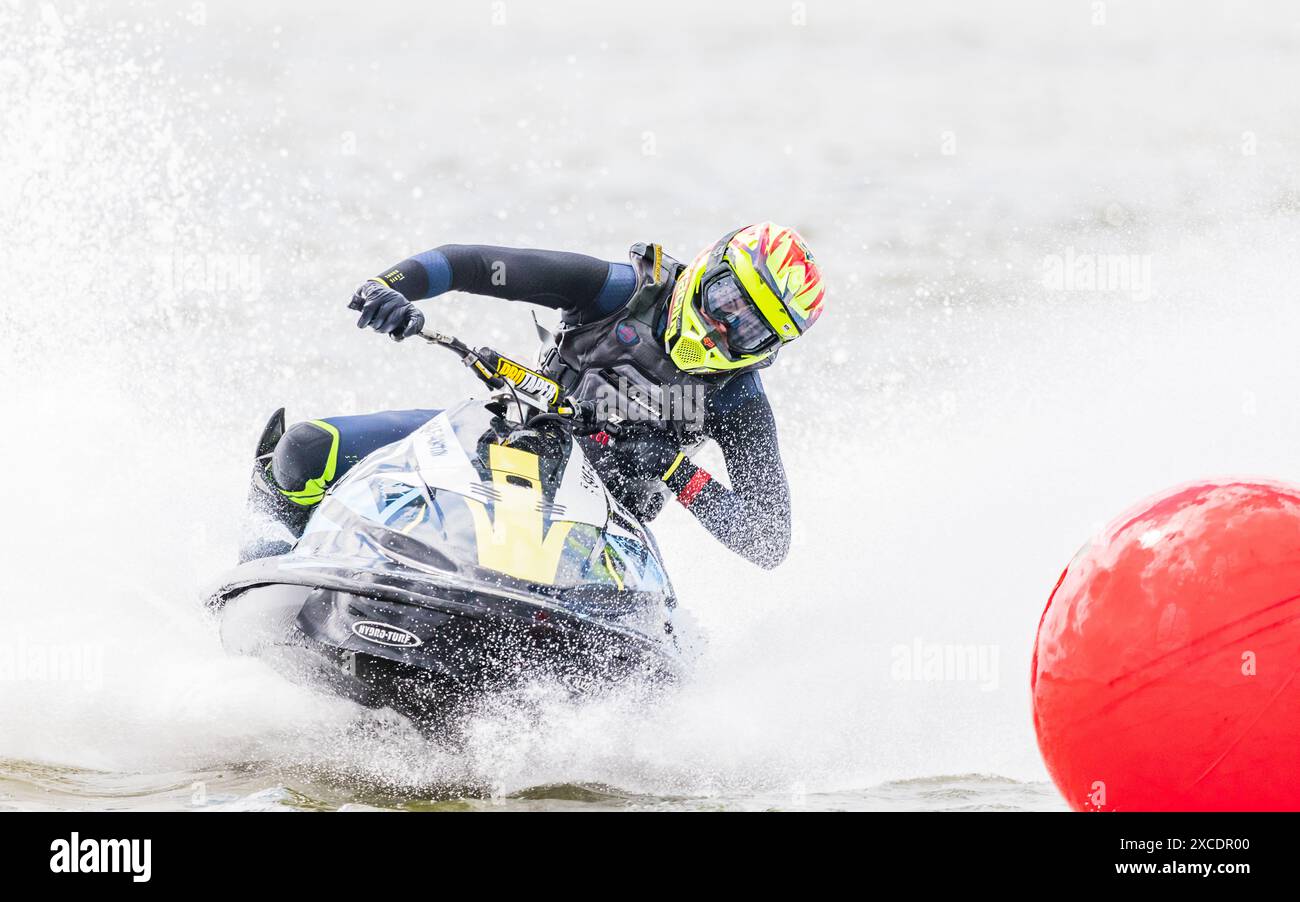 A rider on his jet ski racing in round 3 of the British Jet Ski racing